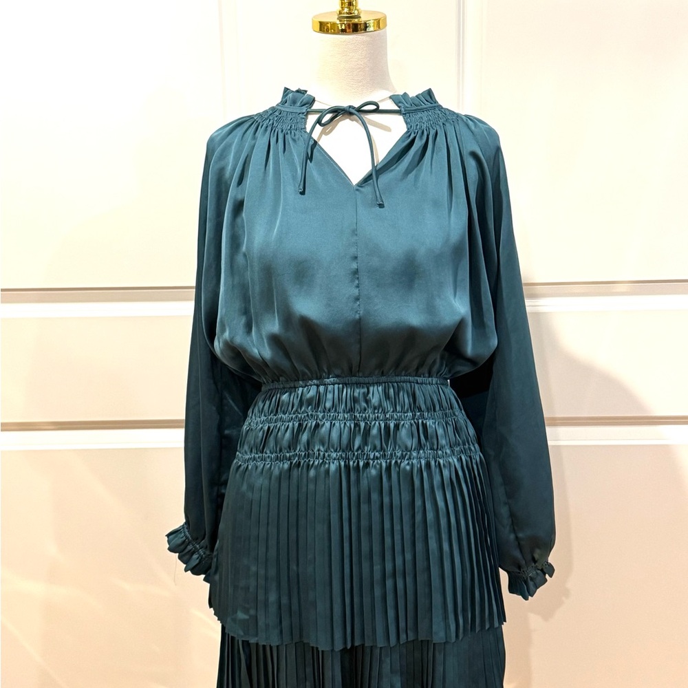 The Reset Teal Pleated Dress